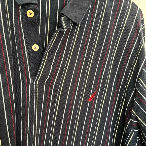 Nautica Black Striped Polo  Shirt - Picture 3 of 7